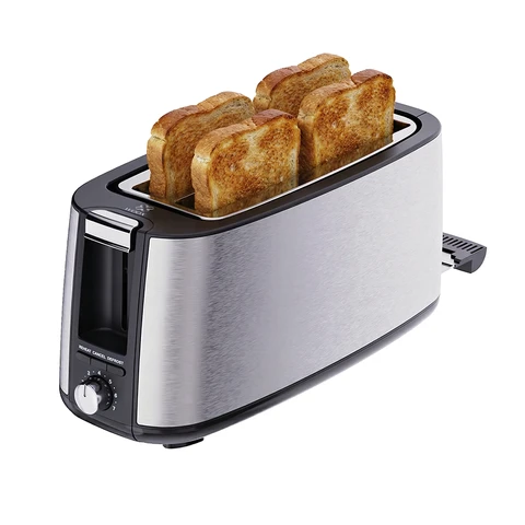 Grille-Pain 4 Tranches Woox en Acier Inoxydable avec Plateau à Miettes Amovible et Base Antidérapante pour un Nettoyage Facile