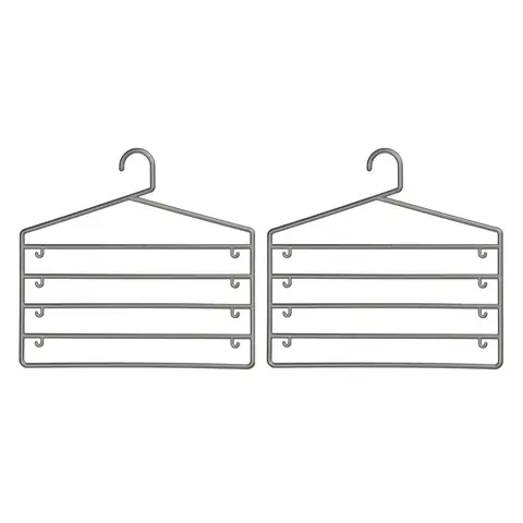 Essentials by Premier Set of 2 Grey Plastic Multi-Tier Trouser Hangers,Garment Organisers,Cloth Hanging Hanger For Wardrobe