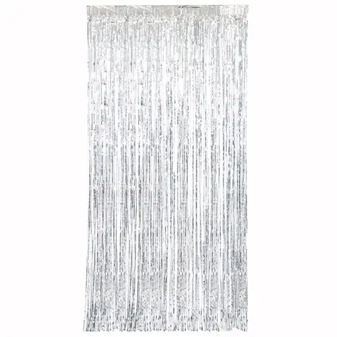 Unique Party Unique Fringe Door Curtain, Silver, 1m x 2m