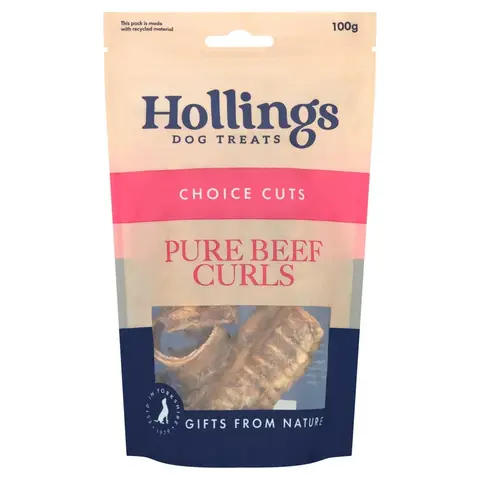 Hollings Dog Treats Choice Cuts Pure Beef Curls 100g