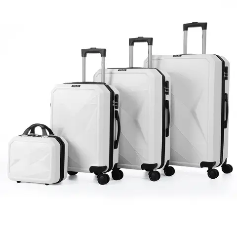 20/24/28 Inch Luggage Set Lightweight Rolling Suitcase with Vanity Case White