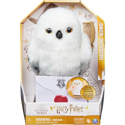Harry Potter - Interaktive Hedwig Plüsch-Eule mit über 15 Geräuschen und Bewegungen, Spielzeug für Kinder ab 5 Jahren, offiziell lizenziertes Fan-Merchandise