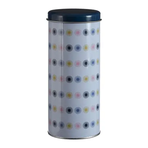 Premier Housewares Runde Aufbewahrungsdose, dekorative Metall-Dose mit Vintage-Print-Motiv, ideal zum Aufbewahren von Snacks und Keksen