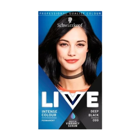 Schwarzkopf Live Intense Colour Black Hair Dye Deep Black 099 Permanent