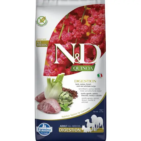 Farmina N&D Quinoa Verdauung Hundefutter für Erwachsene Mittel-/Großrassen Lamm 7 kg