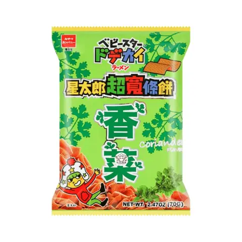 Baby Star Ramen Snack Coriander Flavour (Wide) 70g 童星香菜超宽干脆面  70g