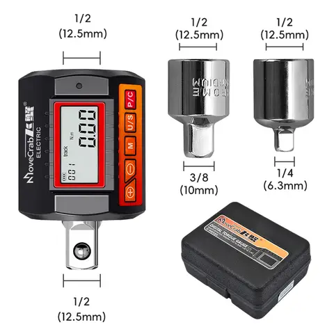 MoveCrab Digital Torque Adapter 4.05-135N.m 1/2"Drive Include Adapters for 3/8" and 1/4" Electronic Torque Wrench Set Bicycle Motorcycle Car Repair 