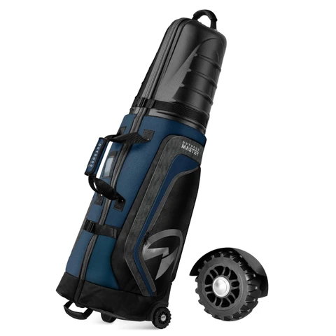 OutdoorMaster Gepolsterte Golf-Club-Reisetasche Halb-Hülle mit Rollen - Schwarz & Blau