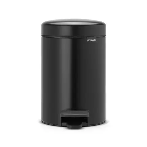 Brabantia NewIcon Pedal Bin, 3 litre, Soft Closing, Plastic Inner Bucket, Matt Black