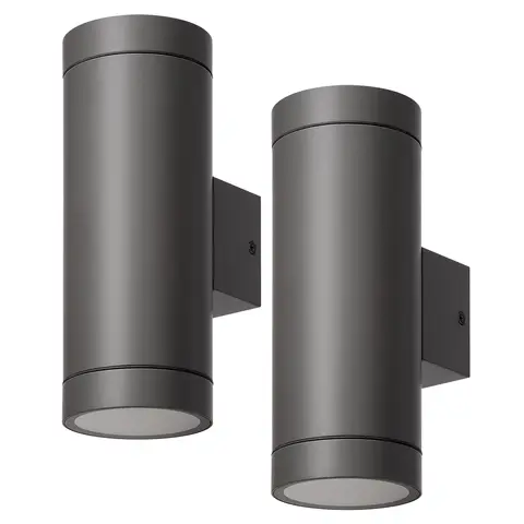 EDISHINE Up and Down Außenleuchte, Anthrazit Wandleuchte Außen, 2er-Set, IP44 wasserdicht, Wandlampe, Außenbeleuchtung für Hauswand, Terrassenbeleuchtung, Balkonlampe, modern, ohne Leuchtmittel