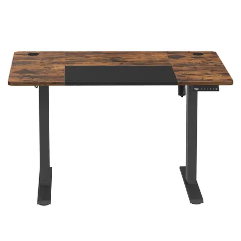 Ochama x SONGMICS In Hoogte Verstelbaar Bureau met Geheugenfunctie en USB-C-Aansluiting, 120 x 60 cm, bruin-zwart