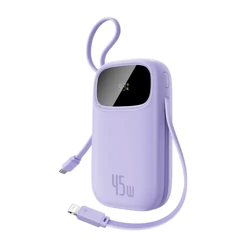 Baseus EnerFill FC31 Qpow 3 Digital Display Power Bank with USB-C+iP Cables 10000mAh 45W Nebula Purple