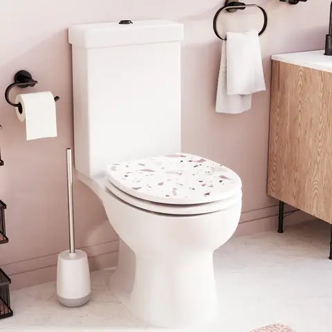 Croydex Flexi-Fix Toilet Seat - Terrazzo Pink