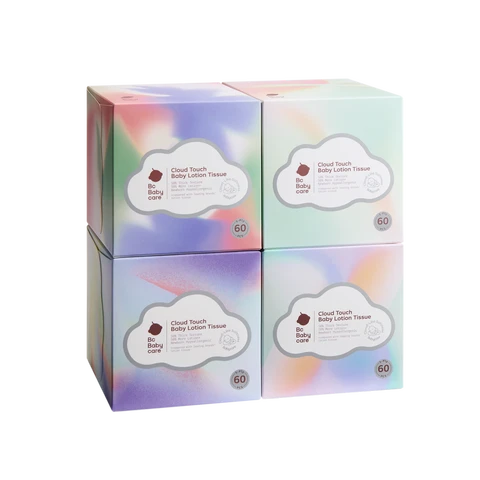 BC Babycare Lingettes bébé hydratantes Touch Nuage, 240 lingettes (60 x 4 paquets), 5 couches