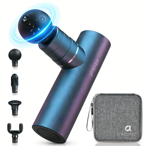 Arboleaf CM20C Aluminum Alloy Body Mini Fascia Gun, 3200 rpm, AI Intelligent Massage Level, 4 Massage Heads, Lightweight 0.47kg Design, USB-C Fast Charge & Portable Storage Bag