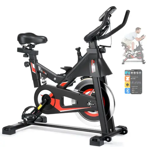 Kehot Indoor Cycling Bike | Quiet Exercise Trainer Featuring LCD Display, Resistance & Heart Rate Monitor | 6-Level Adjustable Handlebars & Seat | Durable Frame Supporting Up to 150Kg | Home Fitness Spin Bike with Stand & Water Bottle Holder