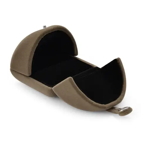 Oirlv Knop Ringdoos Luxe Verloving Elegant Enkel Koppel Aanzoek Ringdoos Sieradendoos Geschenketui Ringdrager Doos voor Aanzoek, Verloving, Bruiloft, Bruids Ringdoos (Bruin)