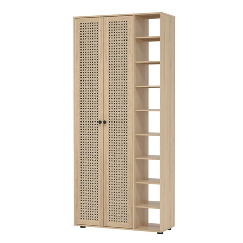 Galano Hansel Schuhschrank mit 6 Ebenen, braun, 79,6 x 29,9 x 180,2 cm, Wohnzimmer-Aufbewahrungsschrank