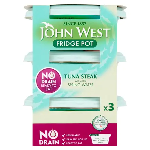 John West No Drain Tuna Steak in Spring Water 3 x 110g