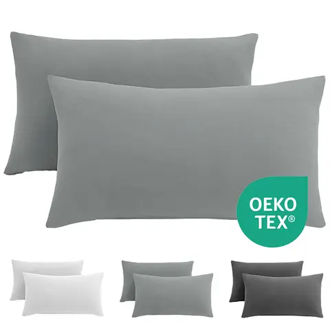 LeBonsoir Basics 50x75cm Pillowcases Set of 2， Super Soft Easy Care Microfiber，Envelope Closure， Light Gray， Pillows Not Included