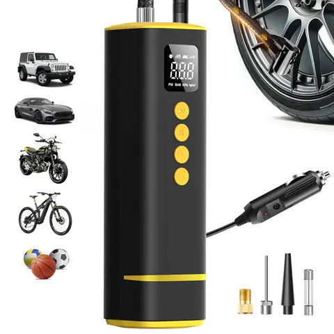 CARSUN Extended Power Cord Wired Inflator – 12V 150PSI Air Compressor for Car Motorcycle Bicycle
