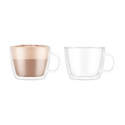 BODUM BISTRO Lot de 2 - 450ml - Ensemble de tasses à café latte - Verres thermiques à paroi double