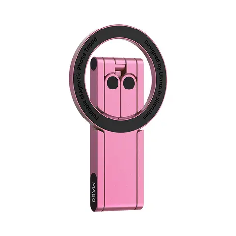 ULANZI MA60 Magnetisches Handy-Stativ für  kompatibel mit iPhone 16， 15， 14， 13， 12， Magsafe ， 3in1 Aluminium Mini-Stativ Faltbar， Taschen-Handy-Ständer， 14 N Doppelseitiger Magnet，， Rose