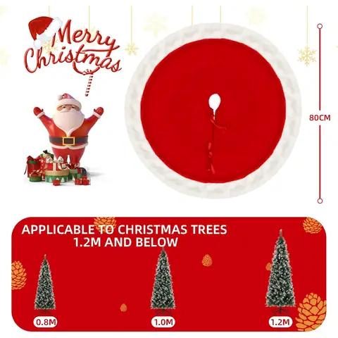 Salcar Kerstboom Plafond Rond, 80Cm Kerstboom Plafond Rood Pluche Kerstboom Rok, Kerstboom Plafond Bont Voor Kerstboom Dennenboom En Kerstboom Decoratie