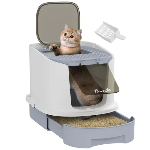 Katzenklo mit Deckeneinstieg - Geschlossene Katzentoilette |  Geruchskontrolle & Streufrei