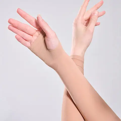 HOYEON Korean UV Protection Long-Sleeve Golf Arm Sleeves, High-Elastic Outdoor Sport Gloves Hanging Hand Type