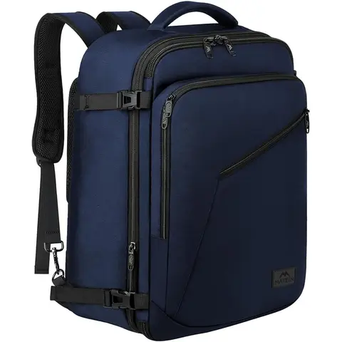 MATEIN Sac à dos de voyage extensible 50 x 35 x 20 cm, 40 L, léger, compatible cabine et avion, pour hommes et femmes, travail et scolaire, bleu, nouvelle année, idée cadeau top