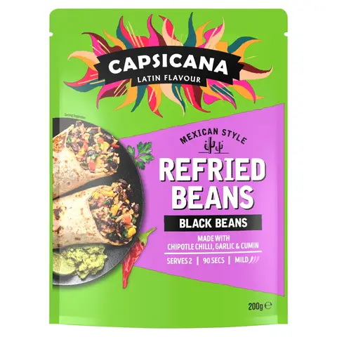 Capsicana Refried Black Beans 200g