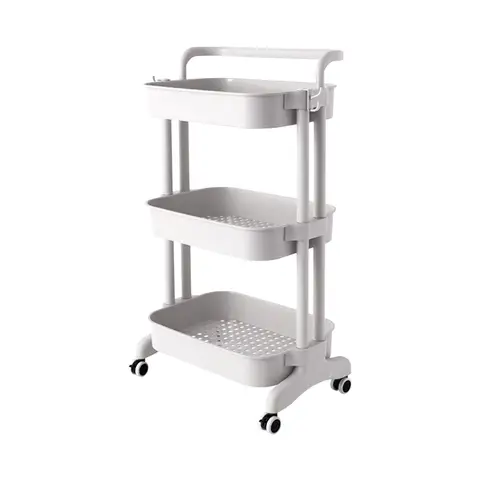 JORDAN&JUDY J&J Chariot de rangement mobile à 3 niveaux, à roulettes, étagère de rangement pour cuisine/salle de bains, trolley de cuisine, 48 x 31 x 85,5 cm