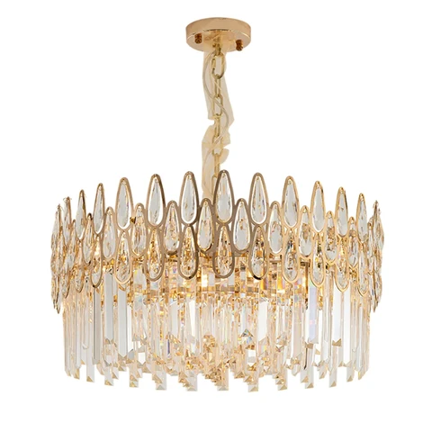 Homary Ketose Modern Gold 6-Light Crystal Chandelier with Adjustable Chain