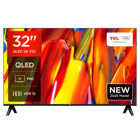 TCL 32V5C 32 Zoll Full HD Smart QLED Direct LED TV mit Android TV & HDR Kompatibel mit Google Cast & Google Home, Schlankes Design