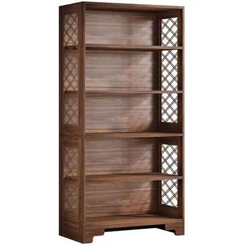 Tribesigns Bookcase, 180 cm High Vintage Standing Shelf, 6 Tier Bookcase, Wooden Bookcase, with Open Display Shelves, for Living Room, Home Office, Industrial Design, Vintage Brown