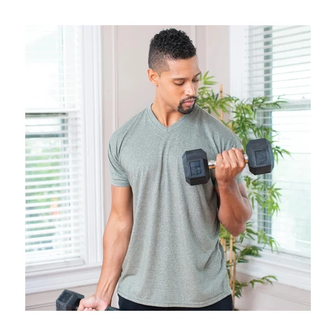 15LB
RUBBER COATED HEX DUMBBELLS

Non-slip grip with textured surface; contoured handle  comfortable hold