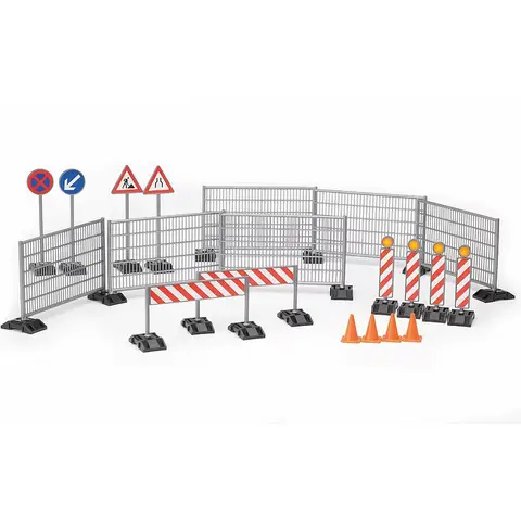 Bruder 62007 - Accessory Construction Site Set, Fences, Signs & Cones - 1:16 Construction Site, Road Construction, Construction Work, Construction Vehicles, Toy, Medium