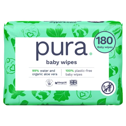 Pura Eco Friendly Baby Water Wipes (180count)