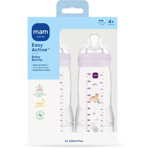 MAM Easy Active Baby Bottle 4+ Months 2 x 330ml Pink