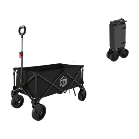 ochama x J.ZAO Chariot de Camping - Chariot de Camping Pliable, Chariot Extérieur, Chariot de Festival Robustes sur Roues, Chariot de Festival Escamotable - Pour Camping, Courses, Activités Extérieures, Festivals - Noir Graphite 127 L, Capacité de Charge 200 kg