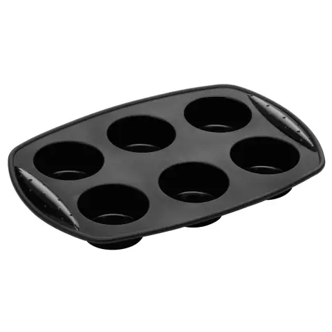 Bakeware 6 Cup Black Silicone Muffin Mould