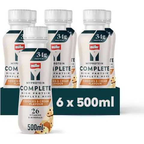 MyProtein Muller Complete Protein Nutrition Shake Cookies & Cream Flavour - 6 x 500ml