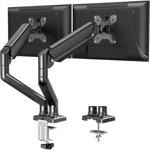 Monitor Mount 2 Monitors for 13-32 Inch Screens with VESA 75/100, Gas Lift 2 Monitor Mounts Tilts 180° Pivoting 180° Rotatable 360° Height Adjustable Monitor Arm 9 kg per Arm