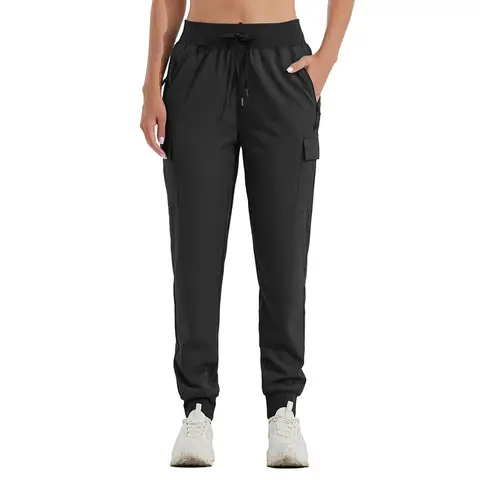 Willit Women's Hiking Cargo Pants Lightweight Athletic Outdoor Joggers  Workout Quick Dry Casual Black M