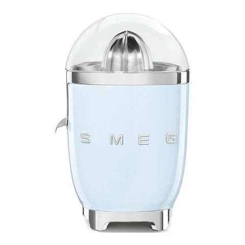 Smeg, Elektrische Zitruspresse CJF11PBEU mit tropffreiem Auslauf und Universal-Kegel, rutschfeste Füße, Edelstahlfilter und Presskegel, 70 W, Blau