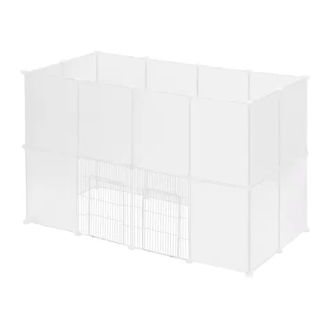 EUGAD Kaninchengehege, Meerschweinchengehege, Welpenlaufstall Kleintiergehege inkl. Tür, Kaninchenfreilaufgehege, formbar und höhenverstellbar, 145x46x75cm, Weiß 35x45cm/Panel