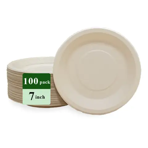 Ruibamboo disposable bamboo fiber plate 7 inches
100pack