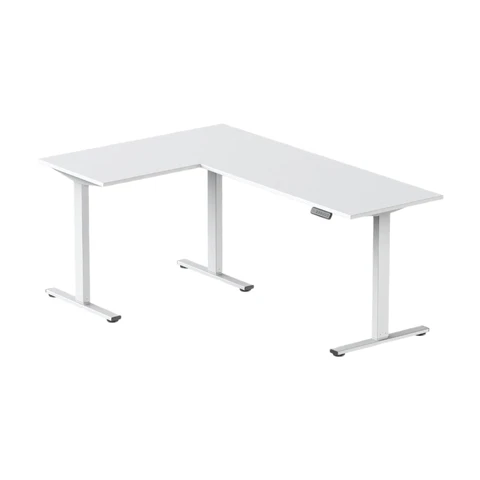 Loctek Bureau d'angle réglable - Moteur simple - Colonne à 2 niveaux - Blanc