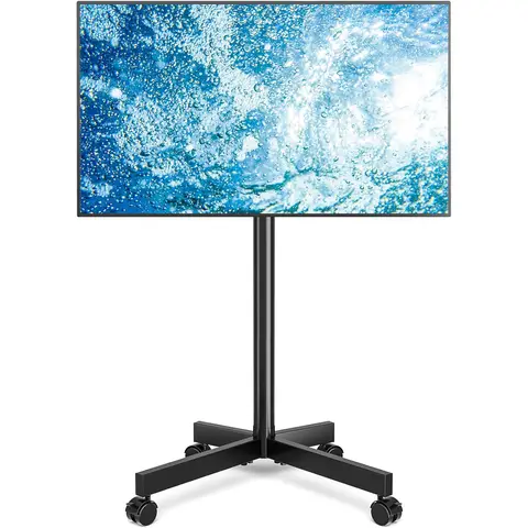 Mobile TV Stand on Wheels for 23-65inch LCD LED Flat/Curved Screen TVs, Height Adjustable Rolling TV Cart Portable Floor Stand Trolley up to 40kg, Max. VESA 400x400mm